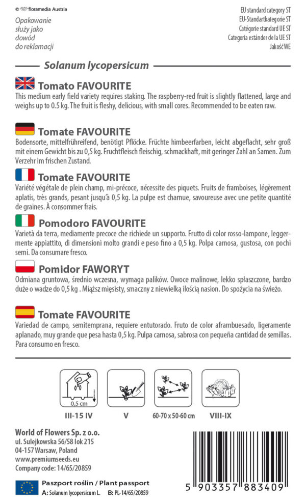 Pomidor gruntowy Faworyt wysoki 0,75g