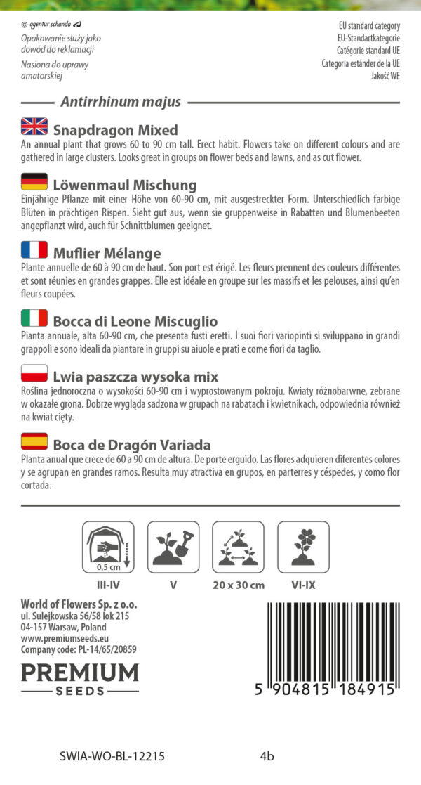 Lwia paszcza wysoka mieszanka 1g