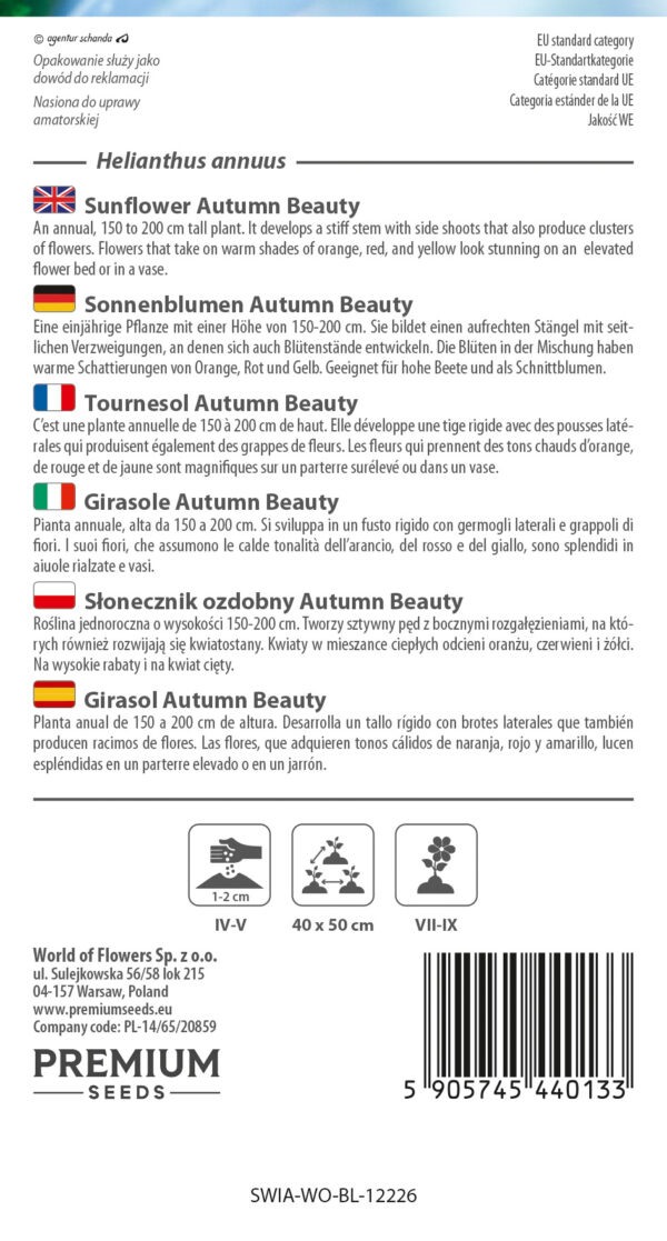 Słonecznik ozdobny Autumn Beauty 1g
