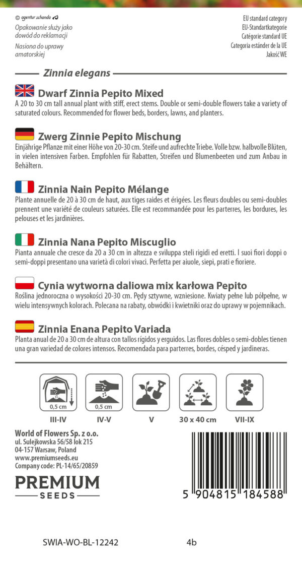 Cynia wytworna daliowa mix karłowa Pepito