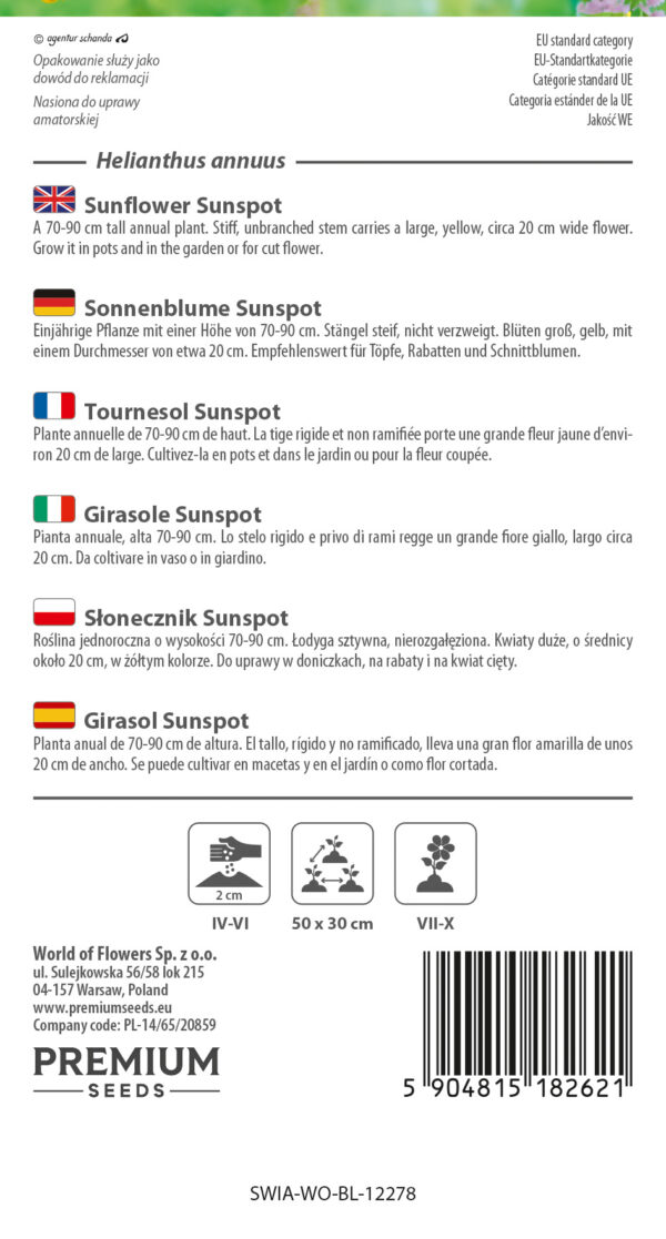 Słonecznik ozdobny Sunspot 1g