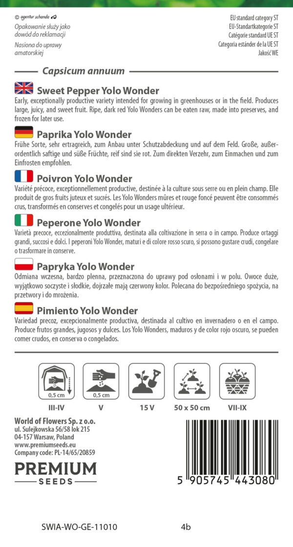 Papryka Yolo Wonder 0,5g