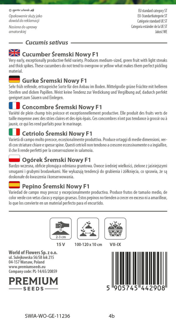 Ogórek Śremski Nowy F1 2g