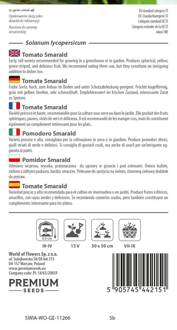 Pomidor Smarald wysoki 0,3g