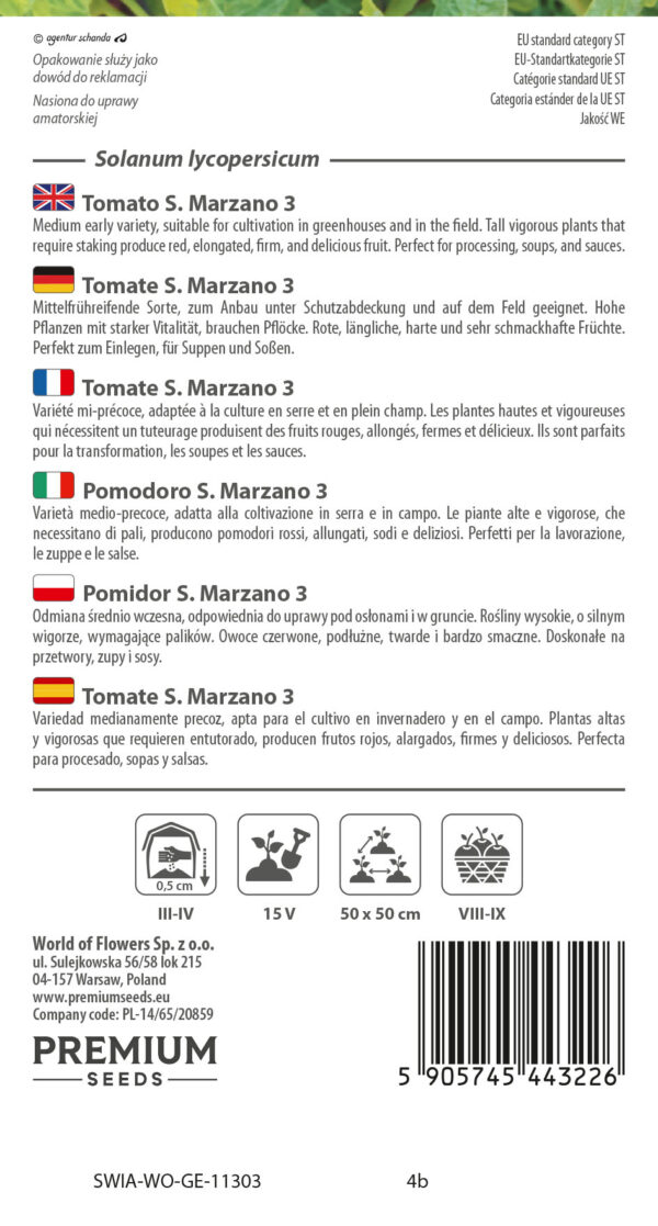 Pomidor S. Marzano 3 wysoki 0,2g