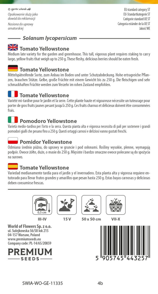 Pomidor Yellowstone wysoki 0,2g