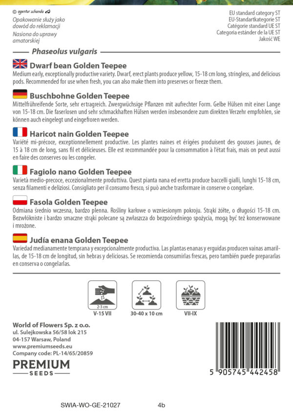 Fasola szparagowa Golden Teepee 30g