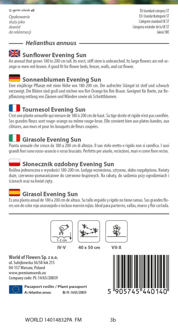 Słonecznik ozdobny Evening Sun 2g