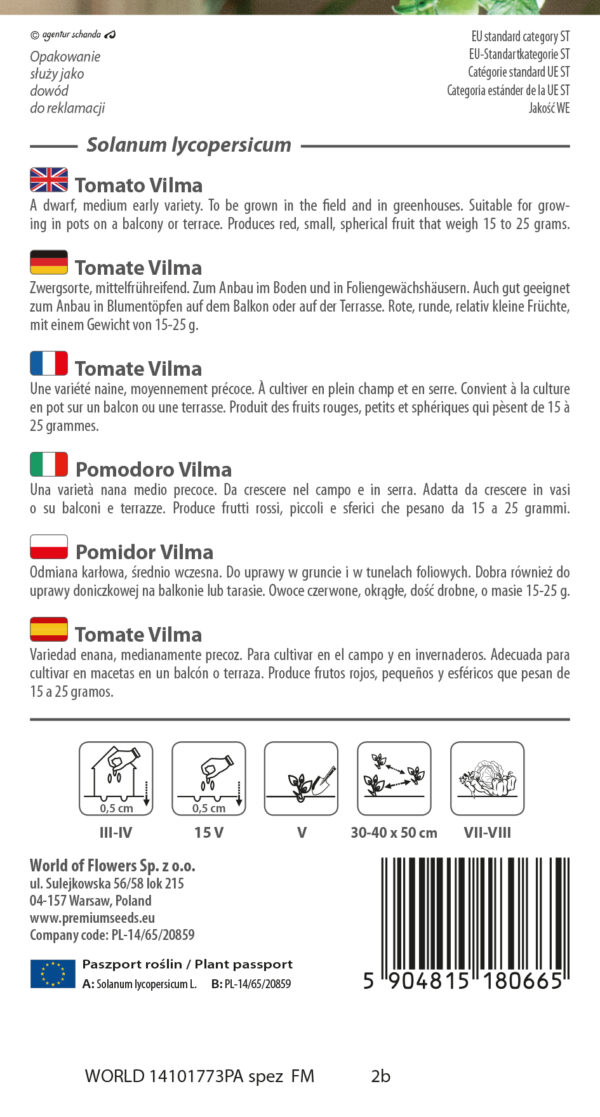 Pomidor Vilma niski typ cherry 0,2g